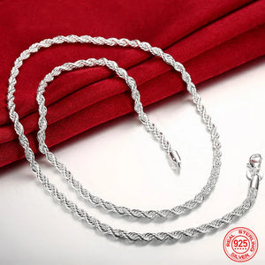 925 Silver Twist Necklace Geometric Rope Chain Jewelry Gift