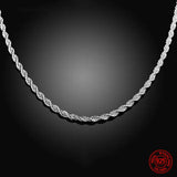 925 Silver Twist Necklace Geometric Rope Chain Jewelry Gift