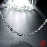 925 Silver Twist Necklace Geometric Rope Chain Jewelry Gift