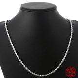 925 Sterling Silver 4MM Twist Necklace Geometric Rope Chain Jewelry
