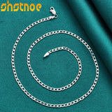 925 Silver 4mm Cuban Chain Necklace Choker 16-30 Inch