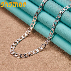 925 Silver 4mm Cuban Chain Necklace Choker 16-30 Inch
