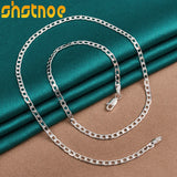 925 Silver 4mm Cuban Chain Necklace Choker 16-30 Inch
