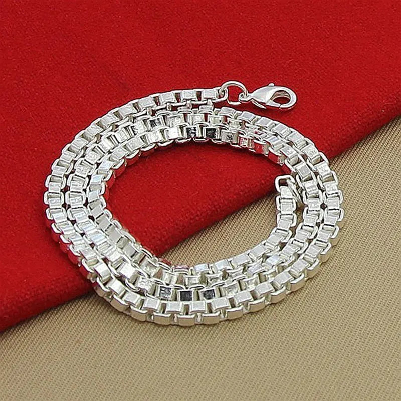 925 Sterling Silver 4mm 20" Box Chain Necklace