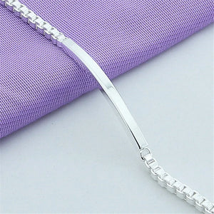 925 Silver 4mm Box Chain Bracelet Men Women Charm Wedding Gift