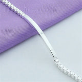 925 Silver 4mm Box Chain Bracelet Men Women Charm Wedding Gift