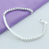 925 Silver 4mm Box Chain Bracelet Men Women Charm Wedding Gift