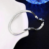 925 Silver 4mm Chain Bracelet Wedding Jewelry Christmas Gift 8 Inch
