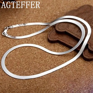 925 Sterling Silver 4mm Chain Necklace For Women Couple Fine Jewelry