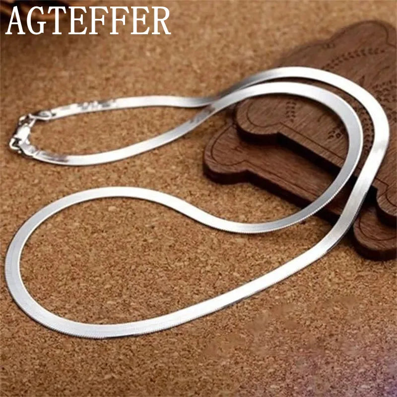 925 Sterling Silver 4mm Chain Necklace For Women Couple Fine Jewelry