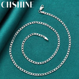 925 Silver 4mm Flat Chain Necklace 16-30 Inch