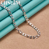 925 Silver 4mm Flat Chain Necklace 16-30 Inch