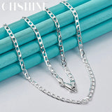 925 Silver 4mm Flat Chain Necklace 16-30 Inch
