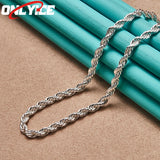925 Silver Glitter Twist Cord Necklace 18 Inch Wedding Jewelry
