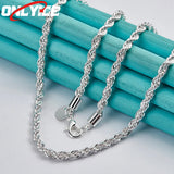 925 Silver Glitter Twist Cord Necklace 18 Inch Wedding Jewelry