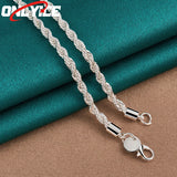 925 Silver Glitter Twist Cord Necklace 18 Inch Wedding Jewelry