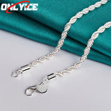 925 Silver Glitter Twist Cord Necklace 18 Inch Wedding Jewelry