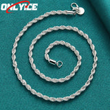 925 Silver Glitter Twist Cord Necklace 18 Inch Wedding Jewelry