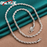 925 Silver Glitter Twist Cord Necklace 18 Inch Wedding Jewelry