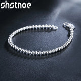 925 Silver 4mm Beads Chain Bracelet For Women Party Wedding