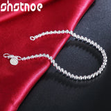 925 Silver 4mm Beads Chain Bracelet For Women Party Wedding