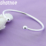 925 Silver 4mm Bead Open Bangle Bracelet for Men and Women