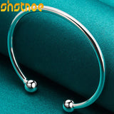 925 Silver 4mm Bead Bangle Bracelet Engagement Wedding Jewelry
