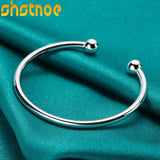 925 Silver 4mm Bead Bangle Bracelet Engagement Wedding Jewelry