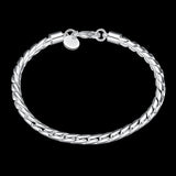 925 Silver 4mm Snake Chain Bracelet Wedding Birthday Gift Jewelry