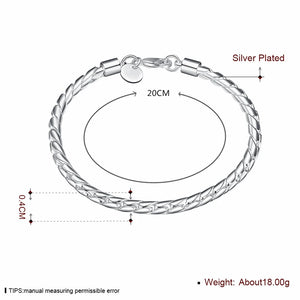 925 Silver 4mm Snake Chain Bracelet Wedding Birthday Gift Jewelry