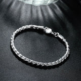 925 Silver 4mm Snake Chain Bracelet Wedding Birthday Gift Jewelry