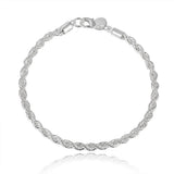 925 Silver 4mm Twist Chain Bracelet Women Party Jewelry