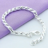 925 Sterling Silver 4mm Twist Chain Bracelet Unisex Jewelry
