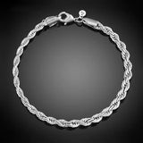 925 Silver Twisted Bracelet Chain 4mm for Women