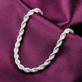 925 Silver Water Wave Chain Bracelet for Wedding Party Jewelry