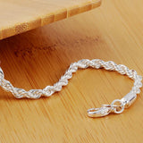 925 Silver Water Wave Chain Bracelet for Wedding Party Jewelry