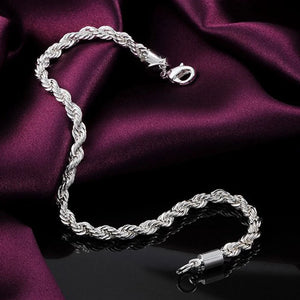 925 Silver Water Wave Chain Bracelet for Wedding Party Jewelry