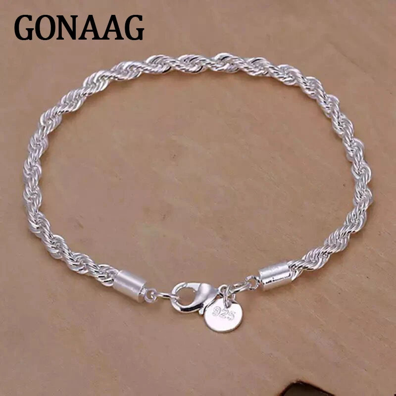 925 Silver Water Wave Chain Bracelet for Wedding Party Jewelry
