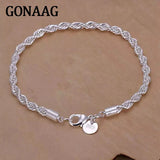 925 Silver Water Wave Chain Bracelet for Wedding Party Jewelry