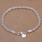 Water Wave Chain Bracelet for Wedding, 925 Silver