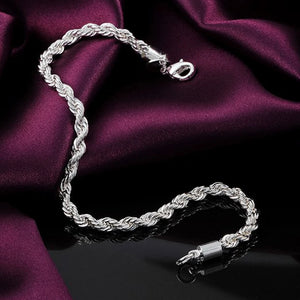 Water Wave Chain Bracelet for Wedding, 925 Silver