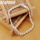 925 Silver 4mm Water Wave Chain Bracelet Women Engagement Gift