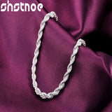925 Silver 4mm Water Wave Chain Bracelet Women Engagement Gift