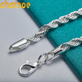 925 Sterling Silver 4mm Water Wave Chain Bracelet for Women