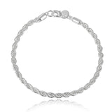 925 Silver 4mm Water Wave Chain Bracelet Women Engagement Gift