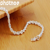 925 Silver 4mm Water Wave Chain Bracelet Women Engagement Gift