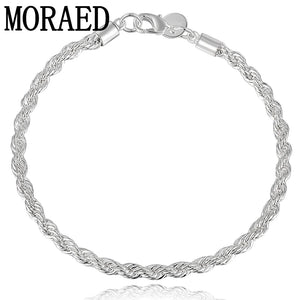 925 Silver 4mm Water Wave Chain Bracelet Women Wedding Engagement Party