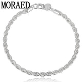 925 Silver 4mm Water Wave Chain Bracelet Women Wedding Engagement Party