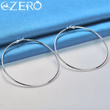 925 Sterling Silver Big Circle Hoop Earrings For Women - Wedding Party Jewelry