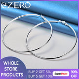 925 Sterling Silver Big Circle Hoop Earrings For Women - Wedding Party Jewelry
